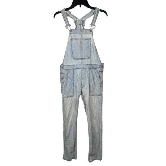 GAP Denim 100% Cotton Light Wash Straight Leg Overalls w/ Pockets - XS - Picture 1 of 10